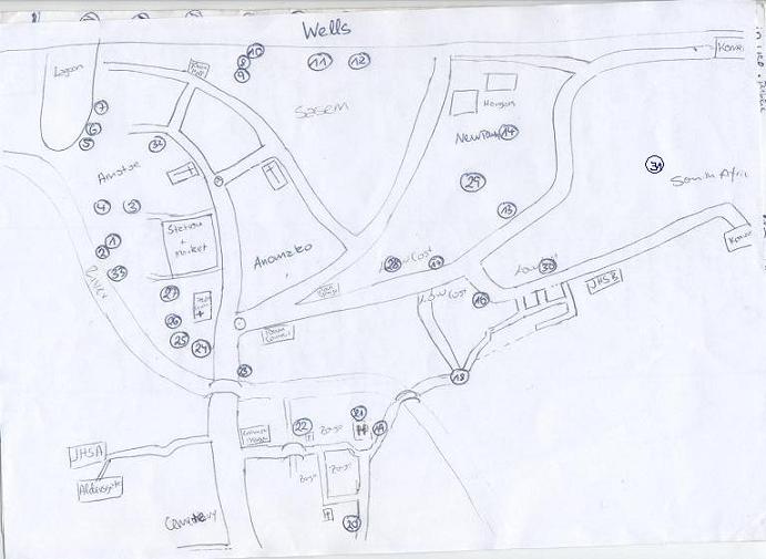 Karte von Komenda mit allen Brunnen